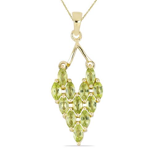 3.60 CT PERIDOT GOLD PLATED STERLING SILVER PENDANTS #VP020112